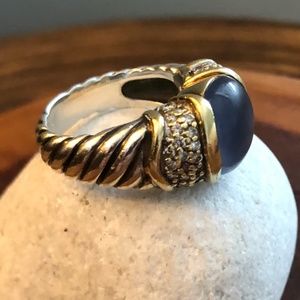 David Yurman  Chalcedony . Size 6.5 Gemstone Diamond